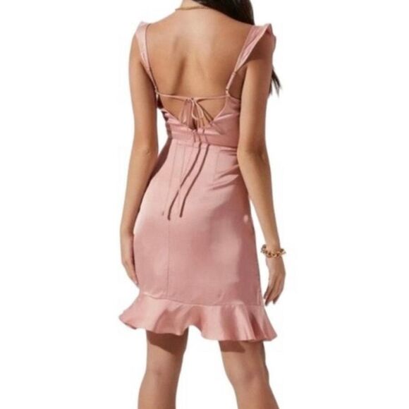 SATR The Label Marla Ruffle Mini Dress in Rose - Picture 2 of 8
